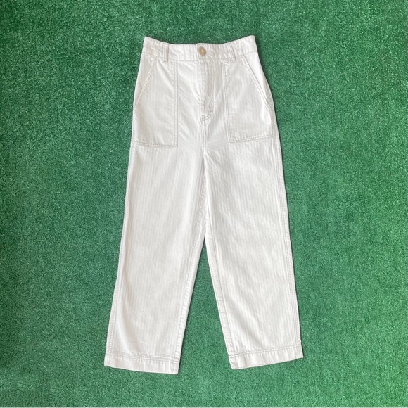 Free People Denim - Free People Wide Leg White Utility Pants